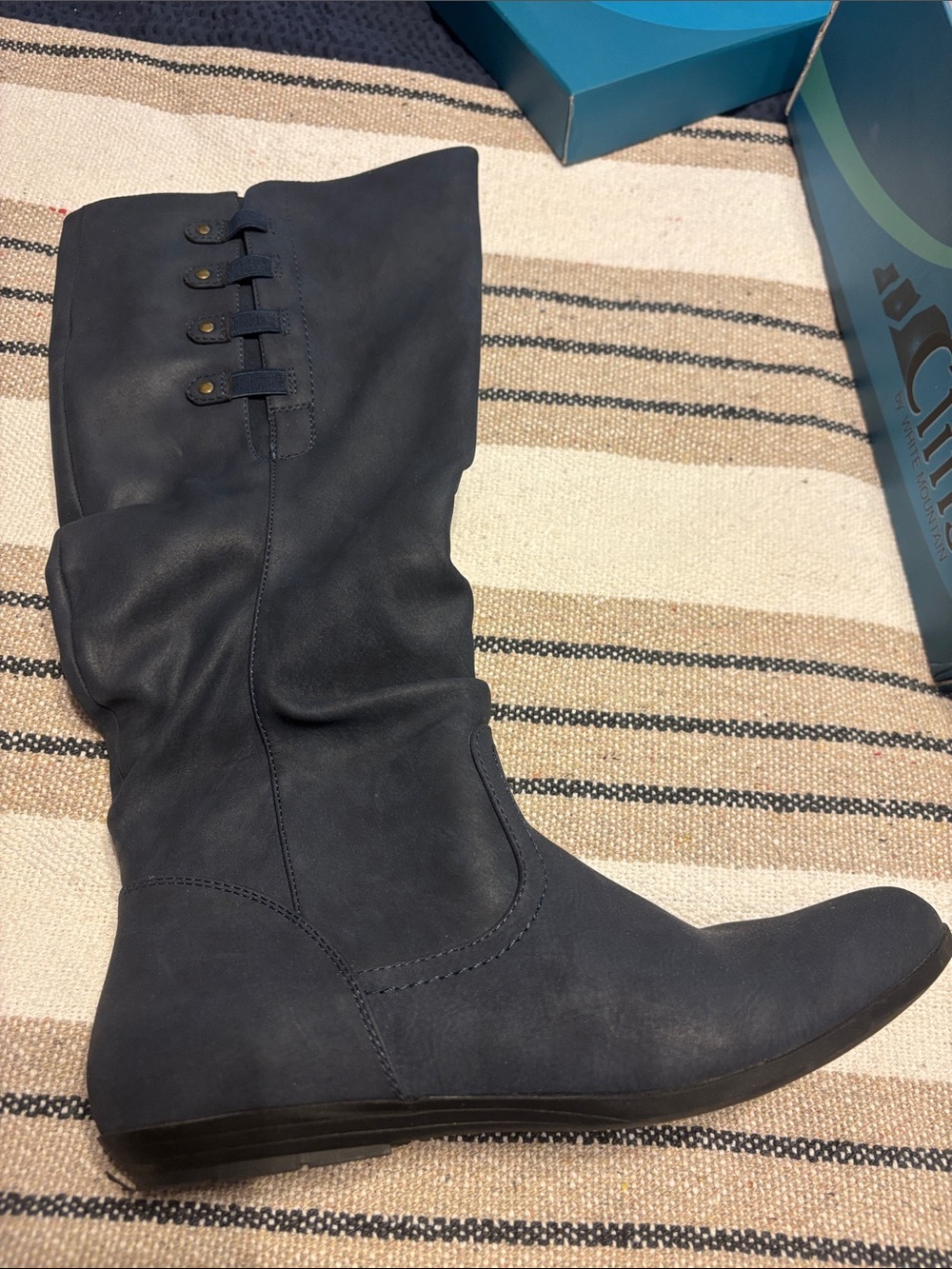 Cliffs by WHITE MOUNTAIN Navy Over-the-Knee Flat Boot